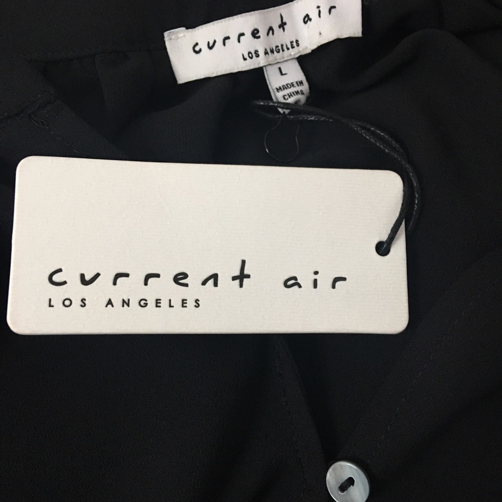 Current Air Sheer Black Long Sleeve Top Size Large - Picture 5 of 8